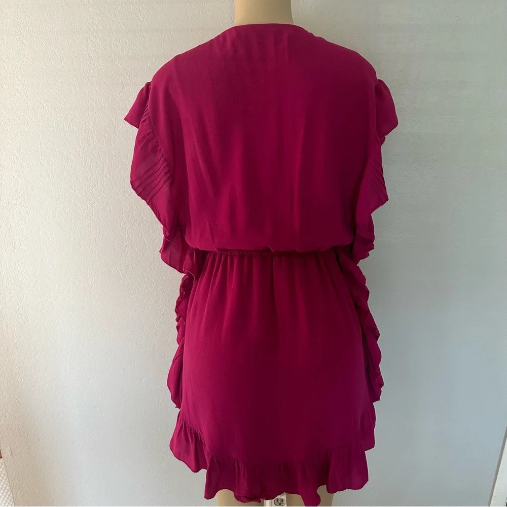 IRO Zestful Short Sleeve Ruffle Mini Dress Fushia S - Picture 10 of 13